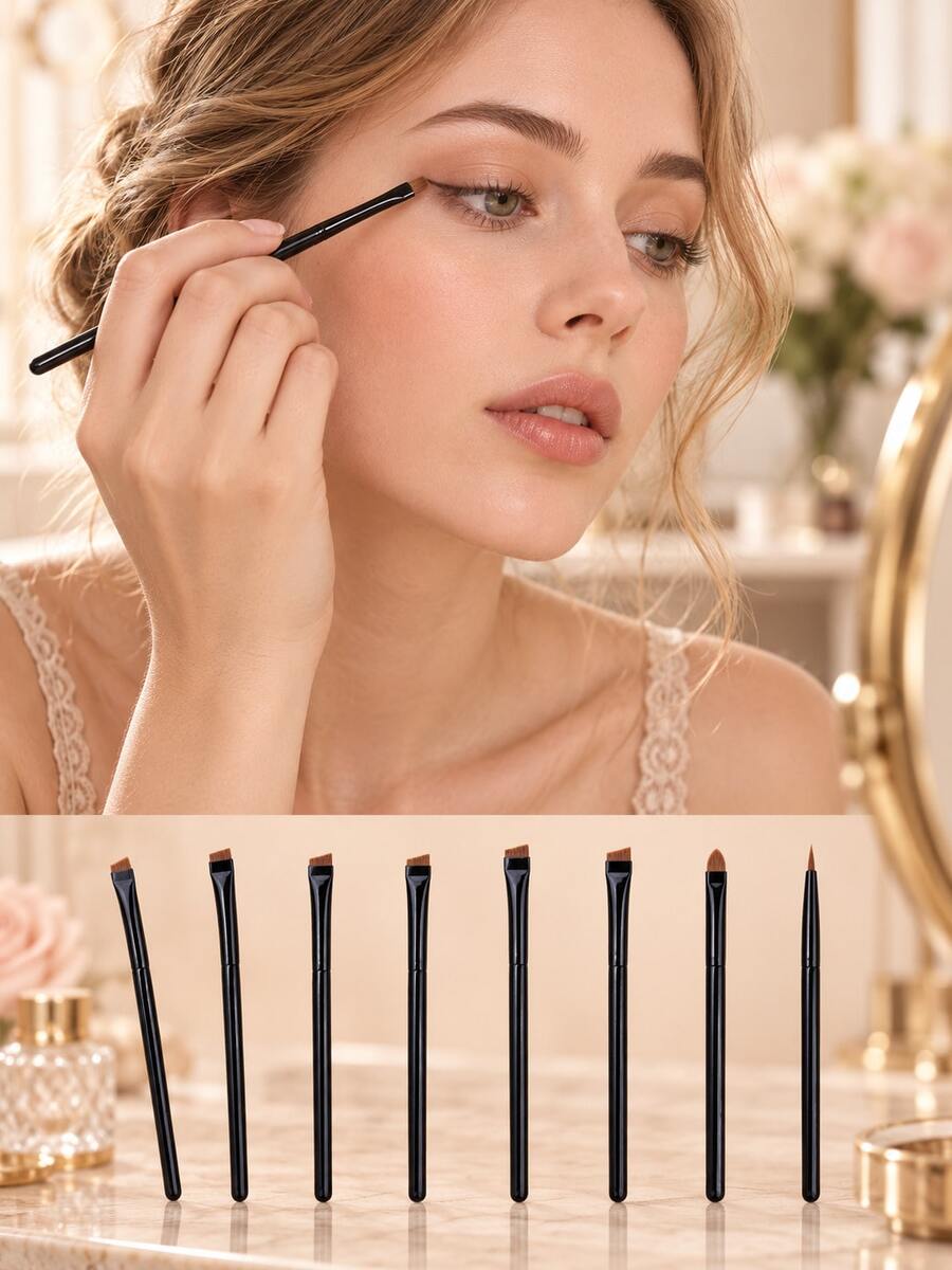 Set 6 Kuas Eyeshadow, Kuas untuk Membaurkan, Membayangkan, Menghaluskan, dan Detail, Bulu Lembut untuk Aplikasi yang Tepat, Cocok untuk Lipatan Kelopak Mata, Garis Bulu Mata Bawah, Detail Bawah Mata, Smoky Eyes, dan Riasan Mata Sehari-hari. Alat Rias Mata yang Presisi