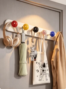 1pc Magnetic Colorful Ball-Tipped Hook Rack, Drill-Free Wall-Mounted Multi-Hook Organizer, Strong Magnetic Adhesive Hanger; Suitable For Handheld Items, Keys, Headphones, Cutlery Pouches, And Home Decor Storage. - Multicolor - View 4