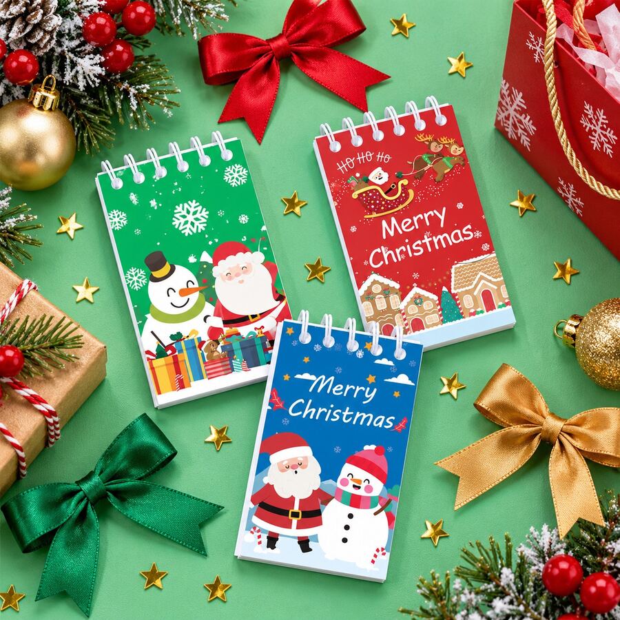 10pcs Christmas Notebooks, Memo Pads, Journals, Planners, Weekly Planners, Cartoon Stationery For Students And Office Use, Mini Pocket Notebooks - Rectangle - View 1