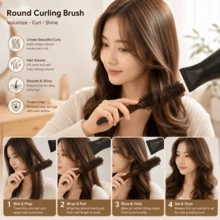 4pcs Wooden Hair Comb Set, Bamboo Wide Tooth Comb, Rat Tail Comb, Solid Wood Triple Row Bristle Brush, Wooden Round Styling Comb, Suitable For Daily Hair Styling - Multicolor - View 5