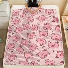 GEL HUT MUN 1 pièce Couverture en peluche imprimée avec motif de cochon créatif et mignon, couverture douce et confortable, convient pour le canapé, le lit, la voiture, le bureau, le camping, les voyages, couverture cadeau et table, couverture toutes saisons, couverture jetée, couverture d'automne, couverture en polaire, couverture de loisirs, couverture moelleuse, literie, housse de canapé, couverture douce, décoration de chambre, couverture personnalisée, couverture en peluche de luxe avec motif de cochon rose mignon, microfibre de flanelle super douce - Multicolore - Voir 12