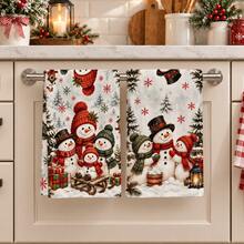 2pcs Christmas Kitchen Hand Towels, Christmas Tree, Snowflake & Gift Print Tea Towels, Holiday Kitchen Decor, Suitable For Kitchen, Bathroom, Toilet Home Decor In Winter, Christmas Gift Set - Multicolor - View 3