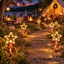 Glowing Solar Hollow Star-Shaped Path Light, Solar Ground Light, Warm Light, Suitable For Decorating Garden Paths, Flower Bed Edges And Patios - Star - View 3