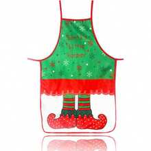 1pc Christmas Series Apron, Cute Christmas Snowman & Reindeer Pattern Apron, Suitable For Christmas Holiday Party Accessory Prop, Random Style And Color - Multicolor - View 6