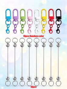 20pcs Dopamine Color Random Mixed Mini Lobster Clasp Beaded Stick Set, Keychain Key Ring Decoration, Suitable For Christmas Back To School Keychain Making Materials, Wallet Making, DIY Wallet Making - Colorful Door Catch - View 10