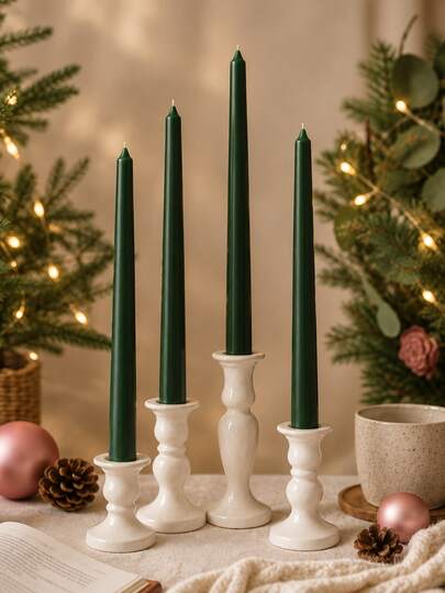 Set Lilin Taper Hijau Multi-Piece, Lilin Lilin Kedelai Beraroma Mawar, Lilin Aromaterapi dengan Waktu Bakar 4 Jam, Lilin Dekorasi Rumah Natal, Lilin Tempat Lilin Pesta, Lilin Dekorasi Hadiah, Hadiah untuk Wanita, Hadiah untuk Sahabat