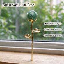1pc Unisex Natural Stone Chips Rose Gold Plated Stem Handmade Resin Craft Elegant Table Centerpiece Home Decor For Valentine Christmas Thanksgiving Gift - Multicolor - View 16