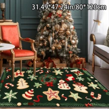 1pc Deep Green Christmas Elf Rug, Home Decor Rug, Bedroom Decor, Small Rug, Creative Fashion Rug, Living Room Rug, Living Room Small Rug, Bedroom Rug, Outdoor Rug, Washable Rug - Multicolor - View 7