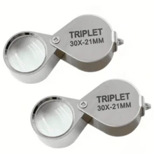 2pcs Gold & Silver Jewelry Magnifier, Antique Appraisal Magnifying Glass, Creative Foldable Portable Jewelry Lens 30x21mm, Close-Up Observation Jewelry Magnifier, Suitable For Handicraft Enthusiasts - A - View 7