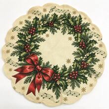 1/2/4pcs Christmas Placemats, Lace Design, Berry And Bow Elements, Bamboo And Linen Material, Suitable For Christmas Decoration, Table Decoration, Holiday Decoration, Holiday Party - Multiple Styles - View 14