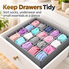 Sock And Underwear Organizer Divider, Foldable Cabinet Closet Organizer And Storage Box For Storing Socks, Underwear, Decorations, Fall Decorations, Holiday Decorations, Room Decorations, Home Decorations, Fall Decorations, Bedroom Decorations - Multicolor - View 4