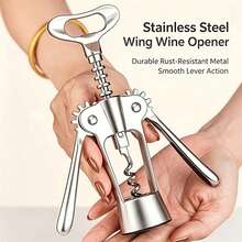 Stainless Steel Double Wing Wine Opener, Multi-Function Wine Opener, Durable Metal Corkscrew, Suitable For Home Kitchen, Bar, Party, Practical Gift For Wine Lovers. - Multicolor - View 7