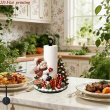 2D Flat Printing Christmas Acrylic Snowman Christmas Tree Shaped Kitchen Paper Towel Holder, 1pc Creative Christmas Theme Desktop Roll Paper Storage Rack, Holiday Atmosphere Decorative Ornament, Suitable For Kitchen, Bathroom, Living Room, Dining Room, Paper Towel Not Included - A - View 6