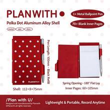 Metal Memo Pad Polka Dot Notebook With Ballpoint Pen Daily Planner, Suitable For Notebooks, Diaries, Planners, Back To School Season, School Opening Season - one-size - View 15