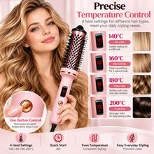 3-In-1 Heated Round Brush, Curling And Straightening Hair Brush With Digital Display And 4 Temperature Settings, Volumizing Hair Styler For Fluffy Roots, Natural Curls And Smooth Hair, Suitable For Halloween Party Styling, Women's Travel Gift - Pink - View 5