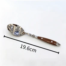 Stainless Steel Tableware Set, Light Luxury High-End Stainless Steel Table Knives, Forks, Spoons, Salad Forks, Teaspoons, Ice Cream Spoons, High-Value Practical Household Restaurant Wooden Handle Knives, Forks, Spoons - View 11