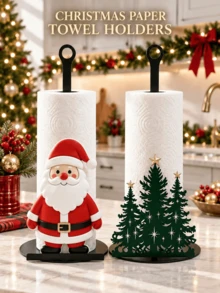 1pc Christmas Decor Kitchen Paper Towel Holder - Desktop Roll Holder, Fun Santa Design, Suitable For Kitchen, Bathroom, Living Room And Dining Room, Decorative Ornament To Create Cozy Christmas Atmosphere, Christmas Gift, Holiday Supplies - Multicolor - View 8