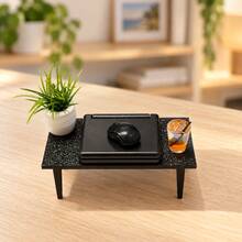 Mini Study Scene Miniature Ornament Set, Laptop And Mouse Model With Desk, Potted Plant And Drink, Home Office Theme Desktop Display Decoration - one-size - View 5