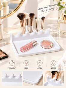 حامل فرشاة الطلاء المحمول مع صينية التنقيط، تصميم الصينية الأمامية سهل التنظيف، يمنع تلوث سطح الطاولة، مريح للحمل، موفر للمساحة، مناسب للألوان المائية والرسم الزيتي، رف تخزين فرشاة الطلاء المحمول، لوازم استوديو الفن - A - مشاهدة 5