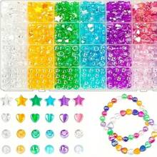 Glowing Star Transparent Pony Bead DIY Handmade Creative Gift Making Kit, Handmade Phone Chain Bracelet Necklace Earring Hair Accessory Jewelry Material - Multicolor - View 6