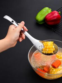 2pcs Stainless Steel Strainer Spoon, Long Handle Kitchen Colander, Perforated Serving Spoon, Suitable For Hot Pot, Soup, Pasta, Dumplings, Vegetables And Fried Foods, Cooking Utensils - Multicolor - View 2