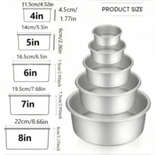 1pc/4pcs Round Cake Mold, Baking Tool, Fixed Base, Non-Stick Anodized Aluminum Material, Easy Release, Stackable Durable Metal Cake Mold, Suitable For Multi-Layer Cakes - Can Be Used As Oven Baking Pan, Durable Baking Utensil - Silver - View 12