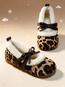 Sepatu flat Mary Jane anak perempuan dengan pita, lapisan bulu, tali silang, ujung bulat, sol anti selip, Musim Gugur/Musim Dingin 2026 - Coklat - View 3