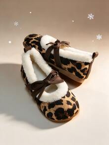 Sepatu flat Mary Jane anak perempuan dengan pita, lapisan bulu, tali silang, ujung bulat, sol anti selip, Musim Gugur/Musim Dingin 2026 - Coklat - View 5