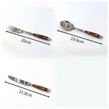 1pc Walnut Wood Cutlery Set With 2 Nails, Luxury High-End Stainless Steel Tableware, Dinner Knife, Fork, Spoon, Salad Fork, Teaspoon, Ice Cream Spoon - View 13