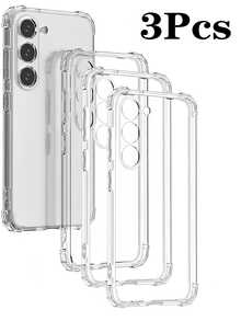 3pcs Transparent 4-Corner Anti-Drop Cases, Compatible With Samsung Series, Transparent Compatible With Samsung Phone Anti-Drop Cases, Phone Cases, Phone Protector Covers, Phone Shells, Simple Phone Cases, Solid Color Phone Cases, Transparent Phone Cases, TPU Anti-Drop Phone Cases (Military Grade Protection) Waterproof Shockproof Scratch Resistant,International Version, Not The Domestic Version - Clear - View 74