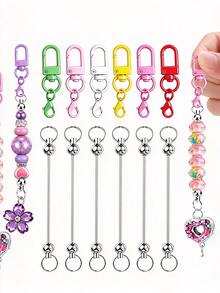 20pcs Dopamine Color Random Mixed Mini Lobster Clasp Beaded Stick Set, Keychain Key Ring Decoration, Suitable For Christmas Back To School Keychain Making Materials, Wallet Making, DIY Wallet Making - Colorful Door Catch - View 2