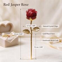 1pc Unisex Natural Stone Chips Rose Gold Plated Stem Handmade Resin Craft Elegant Table Centerpiece Home Decor For Valentine Christmas Thanksgiving Gift - Multicolor - View 2