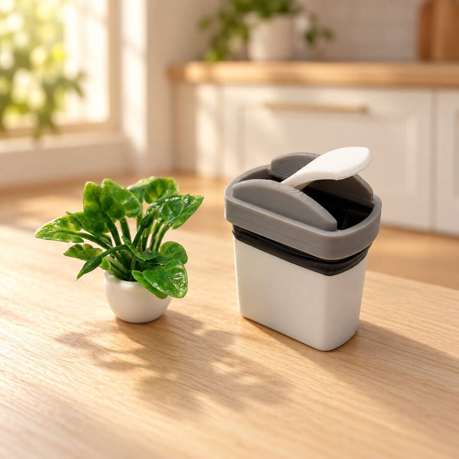Mini Trash Can & Green Plant Pot Miniature Decoration Set, Micro Landscape Decor Accessories - one-size - View 1