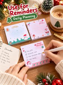 80 Sheets/Pack Happy Christmas Pattern Sticky Notes, 4-Style Pattern Design Portable Stationery, Self-Adhesive Notepad - Christmas Gift For Friends - one-size - View 7