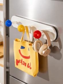 1pc Magnetic Colorful Ball-Tipped Hook Rack, Drill-Free Wall-Mounted Multi-Hook Organizer, Strong Magnetic Adhesive Hanger; Suitable For Handheld Items, Keys, Headphones, Cutlery Pouches, And Home Decor Storage. - Multicolor - View 13