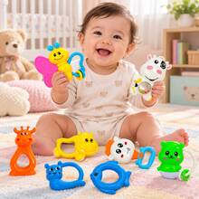 THE BABY SHOP Baby Rattle Set 8pz Animal Early Stimulation Toy - Multicolor - View 1