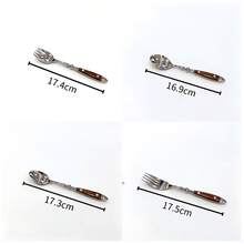 1pc Walnut Wood Cutlery Set With 2 Nails, Luxury High-End Stainless Steel Tableware, Dinner Knife, Fork, Spoon, Salad Fork, Teaspoon, Ice Cream Spoon - View 9