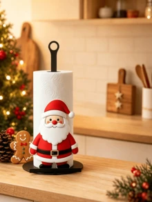 1pc Christmas Decor Kitchen Paper Towel Holder - Desktop Roll Holder, Fun Santa Design, Suitable For Kitchen, Bathroom, Living Room And Dining Room, Decorative Ornament To Create Cozy Christmas Atmosphere, Christmas Gift, Holiday Supplies - Multicolor - View 3