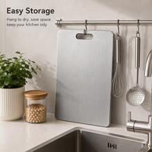 Stainless Steel Cutting Board, Double-Sided Stainless Steel Cutting Board, Suitable For Kitchen Cutting Meat, Vegetables And Fruits, Easy To Clean; Kitchen Helper - 1PC - View 10