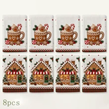2pcs Christmas Kitchen Hand Towels, Gingerbread Man Hot Cocoa Candy Print Tea Towels, Holiday Kitchen Decor, Suitable For Kitchen Bathroom Restroom Winter Home Decor, Christmas Gift Set - Multicolor - View 11