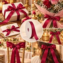 Purple Red Single-Faced Satin Ribbon 10 Yards (0.6/1.0/1.5/2.0/2.5/4.0cm) Suitable For Gift Boxes, Bouquets, Hairbands And Dress Ties Decoration, With Paper Spool For Easy Storage - Purplish-red - View 8