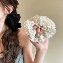 1pc Satin Pleated Ruffle Scrunchie, Minimalist Elegant Hair Tie, Casual Polyester Scrunchie, Hair Accessories - Multicolor - View 7