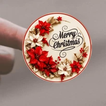 12/60/120pcs Stiker Bulat Selamat Natal, Stiker Perekat Amplop Bunga Merah Vintage, Segel Kertas Natal Holly Merah dan Emas, Untuk Pembungkus Kado, Label Pembungkus Kado Kartu Ucapan Liburan - A - View 2