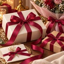 Purple Red Single-Faced Satin Ribbon 10 Yards (0.6/1.0/1.5/2.0/2.5/4.0cm) Suitable For Gift Boxes, Bouquets, Hairbands And Dress Ties Decoration, With Paper Spool For Easy Storage - Purplish-red - View 2