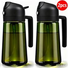 2pcs 2-In-1 Oil Dispenser And Sprayer Set, Olive Oil Spray Bottles With Pour Spout And Handle For Cooking, Air Fryer, Salad & BBQ, Black & Gree - Multicolor - View 12