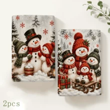 2pcs Christmas Kitchen Hand Towels, Christmas Tree, Snowflake & Gift Print Tea Towels, Holiday Kitchen Decor, Suitable For Kitchen, Bathroom, Toilet Home Decor In Winter, Christmas Gift Set - Multicolor - View 10