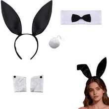8pcs Costume Set For Women, Rabbit Ear Headband, Gloves, Fluffy Tail, Bowknot, Adult Rabbit Cosplay Accessories, Halloween Easter Party Outfit, Easter Bunny For Adults - Multicolor - View 5
