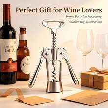 Stainless Steel Double Wing Wine Opener, Multi-Function Wine Opener, Durable Metal Corkscrew, Suitable For Home Kitchen, Bar, Party, Practical Gift For Wine Lovers. - Multicolor - View 2