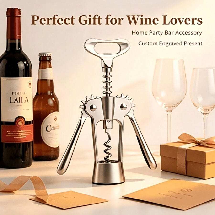 Stainless Steel Double Wing Wine Opener, Multi-Function Wine Opener, Durable Metal Corkscrew, Suitable For Home Kitchen, Bar, Party, Practical Gift For Wine Lovers.