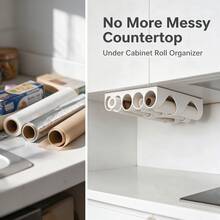 1pc Kitchen Roll Holder, Under Cabinet Mount, Plastic Cling Film Dispenser, Space-Saving Design, Durable Material, Bathroom Accessory, Commercial & Residential Use, Essential For Small Apartments - Multicolor - View 5
